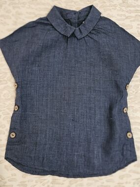 NOMA Navy Blue Button-Detail Linen Shirt Sz 3